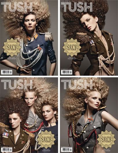 As quatro versões de capa da Tush Magazine