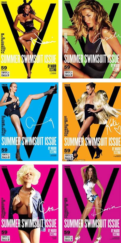 As tops Naomi Campbell, Gisele Bündchen, Claudia Schiffer, Kate Moss, Eva Herzigova e Daria Werbowy na capa da V Magazine N° 59