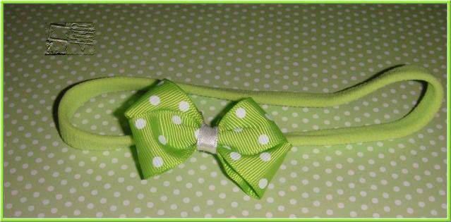 White dots lime green headband