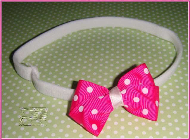 White dots hot pink headband