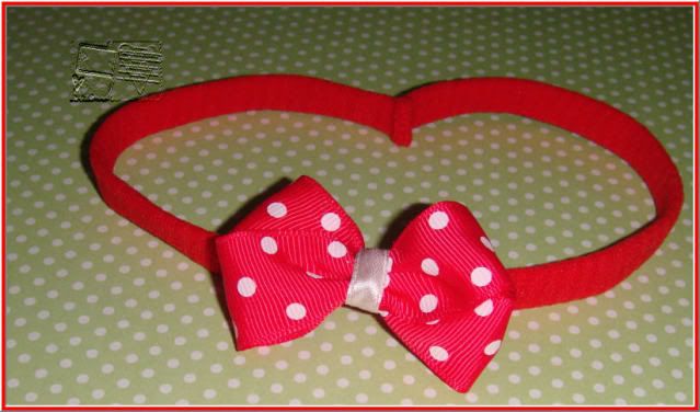 White dots red headband