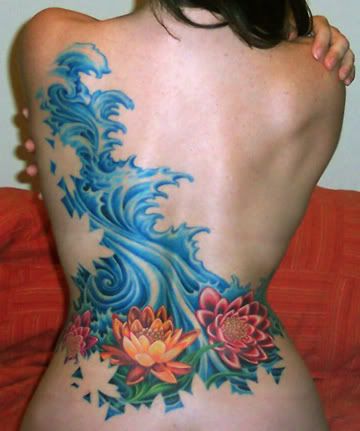 emo tattoos :: waves-and-flowers-lower-back-tattoo.jpg picture by jimbo0224 