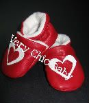 Red Leather Valentines Hearts Soft Soled Shoes 9-12mths.
