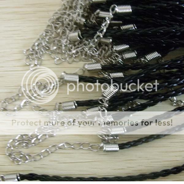 free ship 100pcs black weave leather cord 480x3mm #1F3  