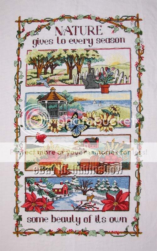 New Finished Completed Cross Stitch   NATURE   Four seasons    