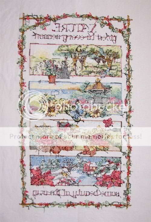 New Finished Completed Cross Stitch   NATURE   Four seasons    