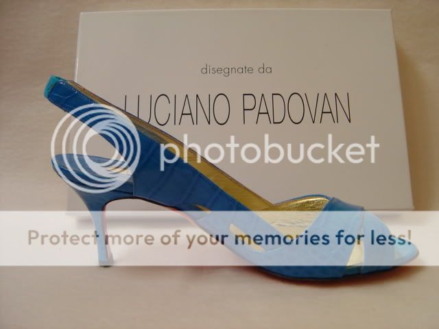 Luciano Padovan Blue Slingback Heels 36.5 / 6.5 Heels NIB $595  