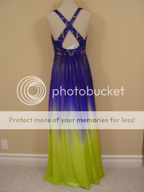 Morrell Maxie Blue Yellow Prom Formal Dress NWT $398  