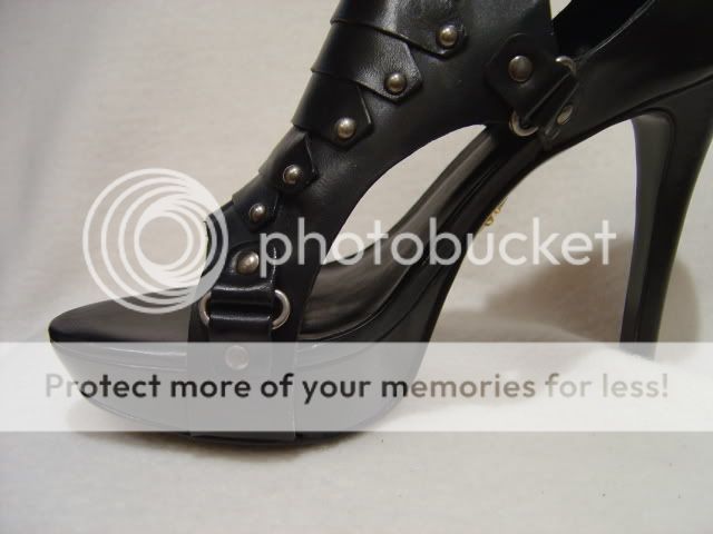 Pour La Victoire Black Strappy Grommet Heels NEW $398  
